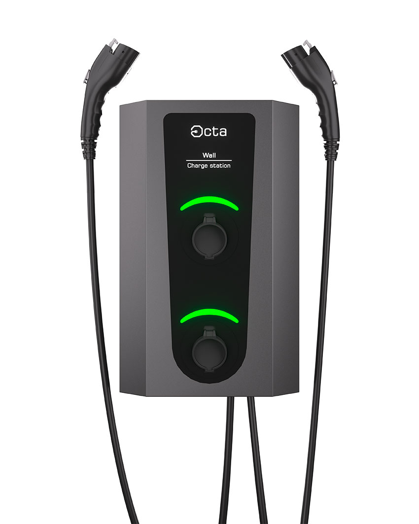 Octa Wall двопортова зарядна станція з кабелем