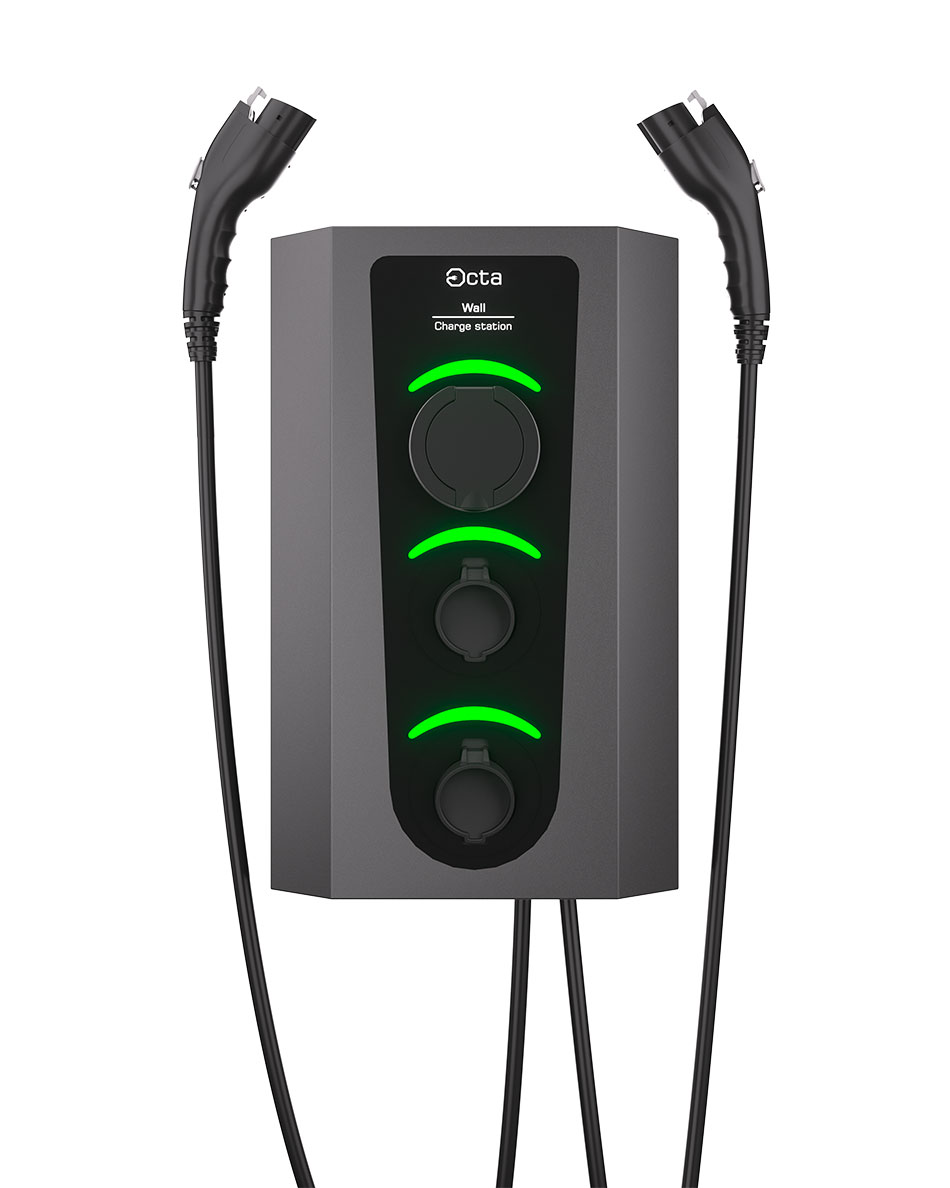 Octa Wall трьохпортова зарядна станція з кабелем