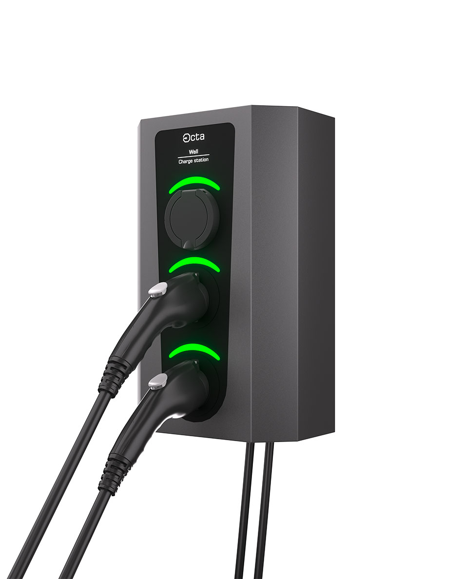 Octa Wall трьохпортова зарядна станція з кабелем фото 2